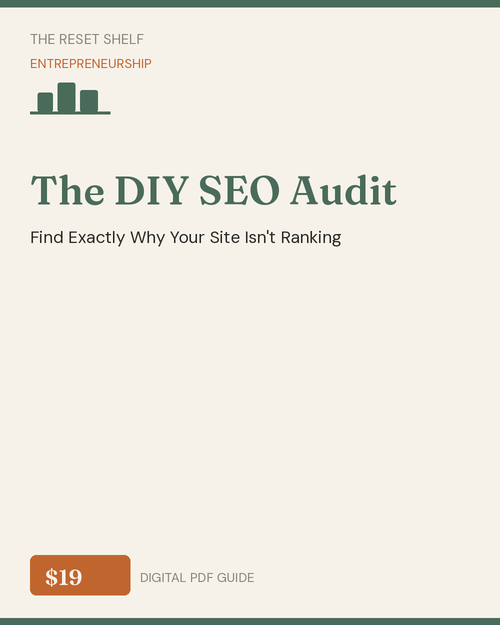 The DIY SEO Audit guide cover - The Reset Shelf